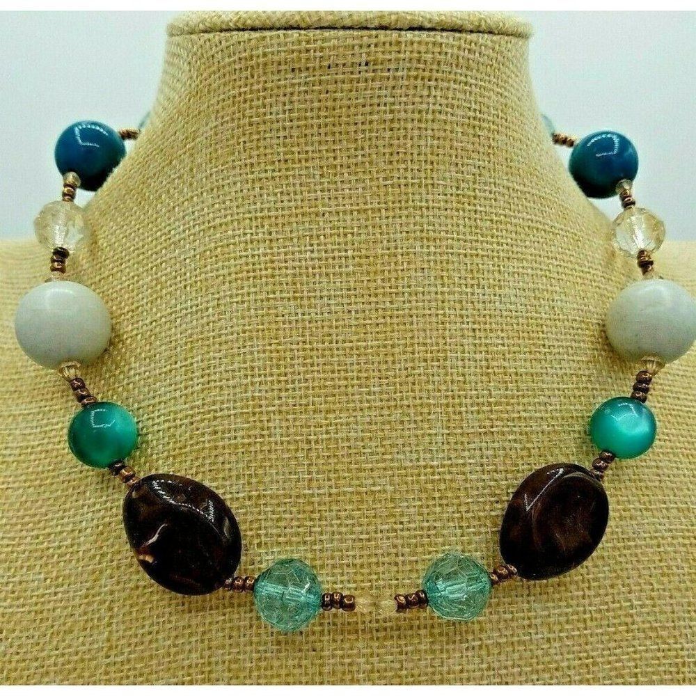 Beaded Choker Necklace Chunky Glass